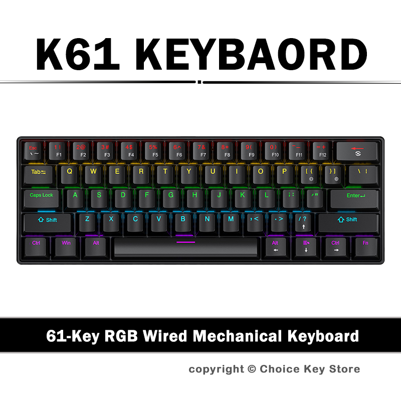 Keyboard Gaming Blue Switch - Tastiera Meccanica Gaming Cablata APAYADO K61,