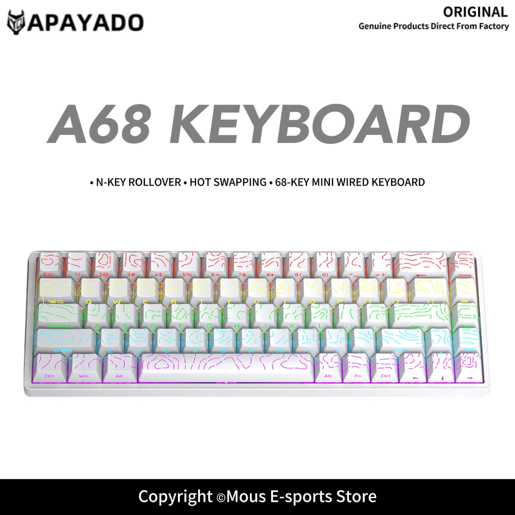 Gaming Keyboard Hot Swappable - Tastiera Meccanica Cablata APAYADO A68 Hot