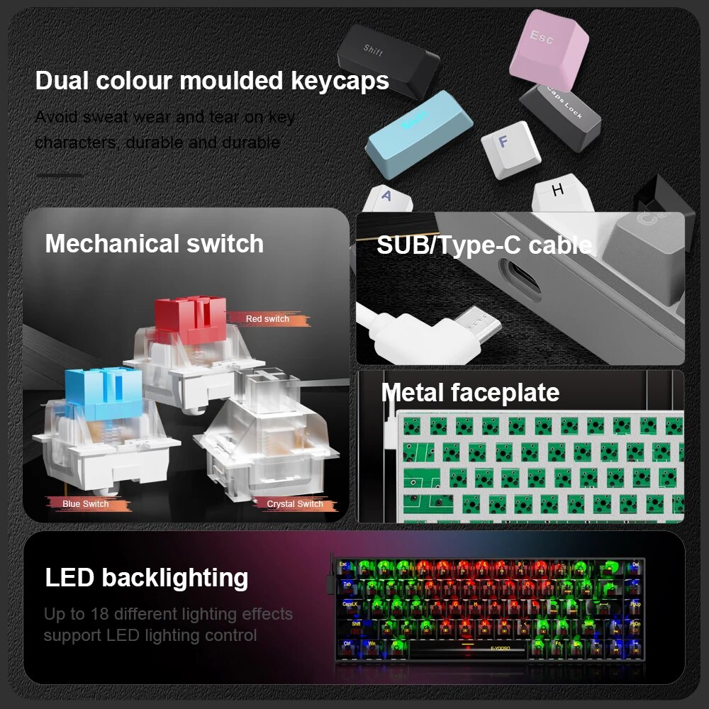 E-YOOSO Z686 USB Mini Slim tas - Gaming Keyboard Mini recensione e prezzo